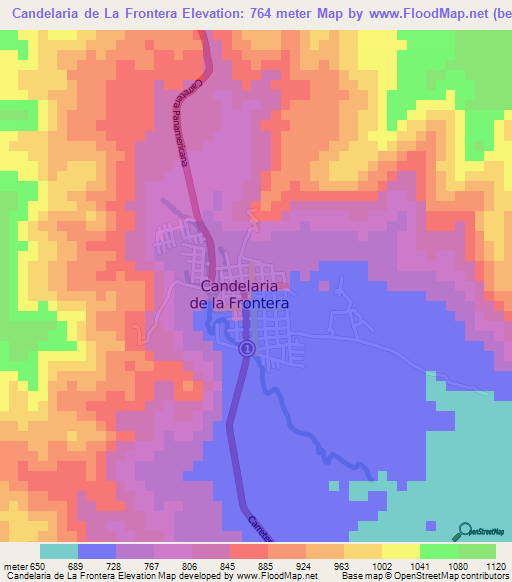Candelaria de La Frontera,El Salvador Elevation Map