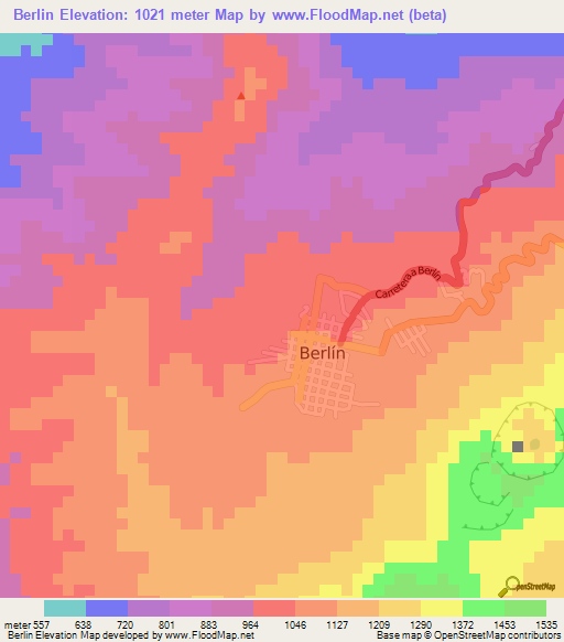 Berlin,El Salvador Elevation Map