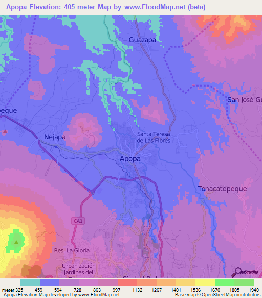 Apopa,El Salvador Elevation Map