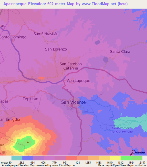 Apastepeque,El Salvador Elevation Map