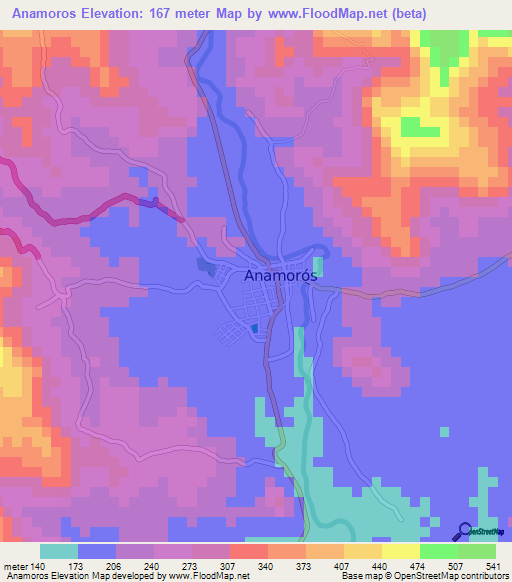 Anamoros,El Salvador Elevation Map