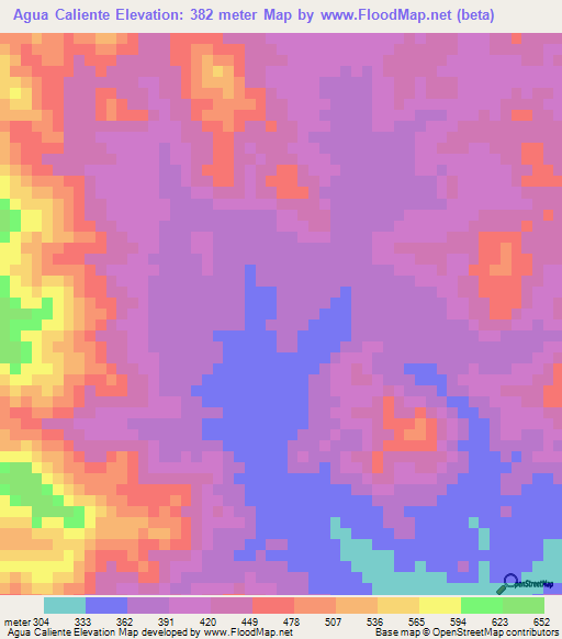 Agua Caliente,El Salvador Elevation Map