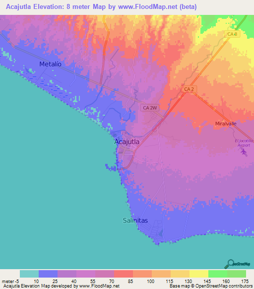 Acajutla,El Salvador Elevation Map
