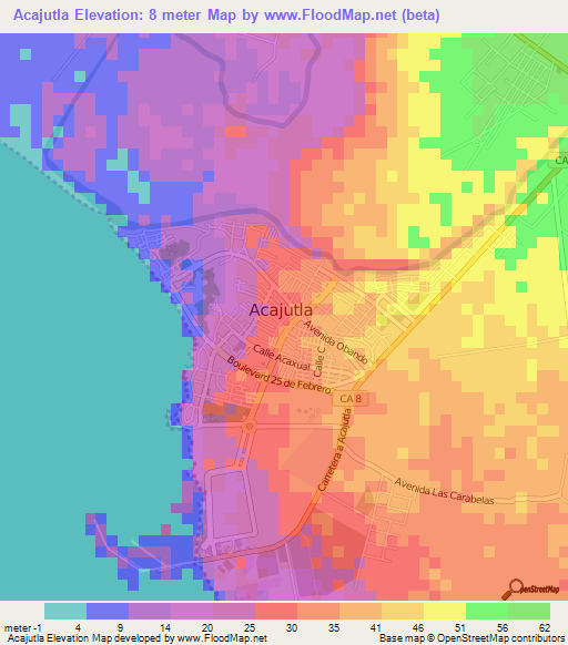 Acajutla,El Salvador Elevation Map
