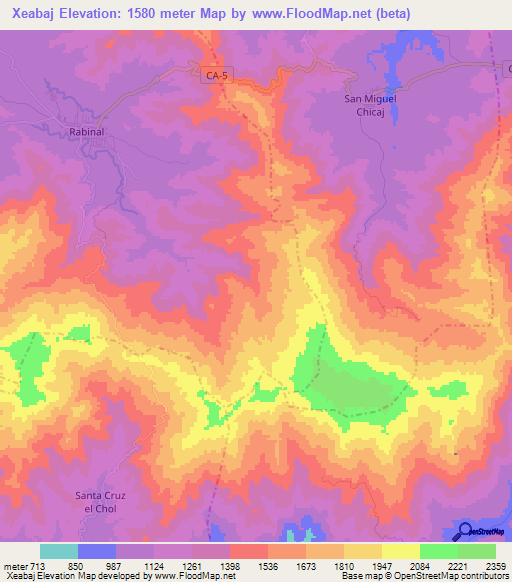 Xeabaj,Guatemala Elevation Map