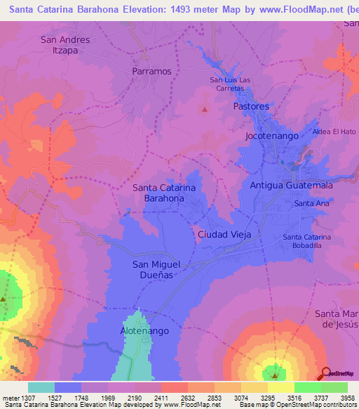 Santa Catarina Barahona,Guatemala Elevation Map