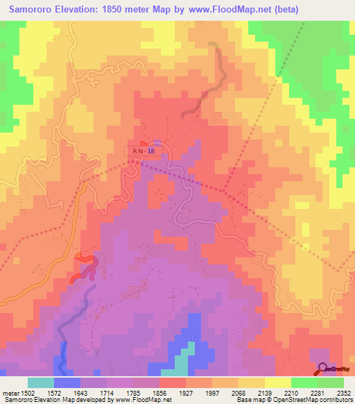 Samororo,Guatemala Elevation Map