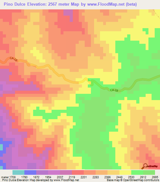 Pino Dulce,Guatemala Elevation Map