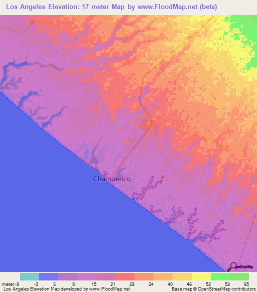 Los Angeles,Guatemala Elevation Map
