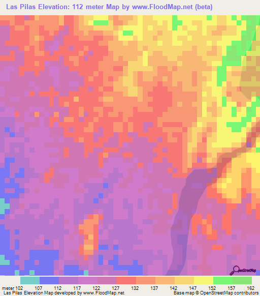 Las Pilas,Guatemala Elevation Map