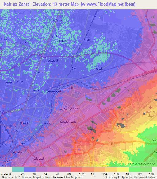Kafr az Zahra',Egypt Elevation Map