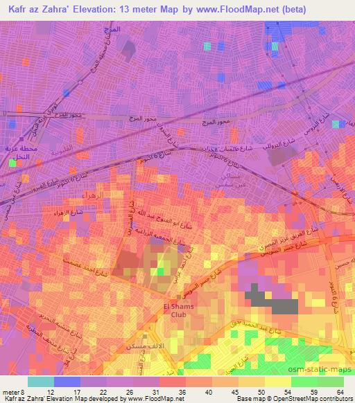 Kafr az Zahra',Egypt Elevation Map