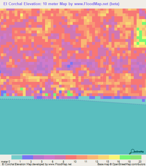 El Corchal,Guatemala Elevation Map
