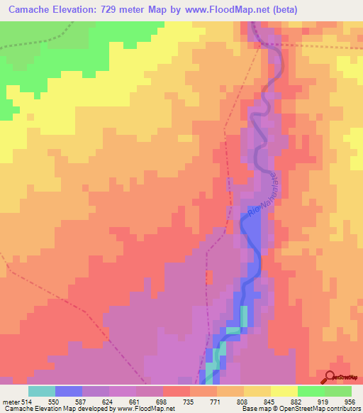 Camache,Guatemala Elevation Map