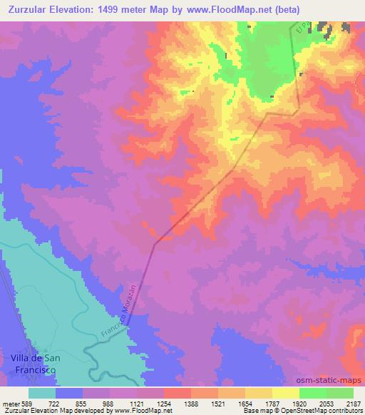 Zurzular,Honduras Elevation Map