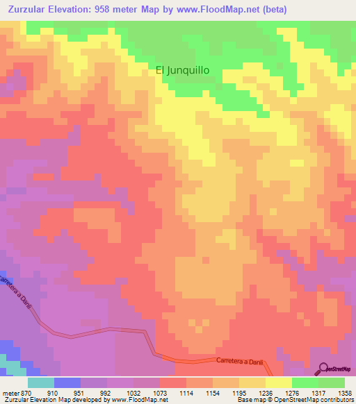 Zurzular,Honduras Elevation Map