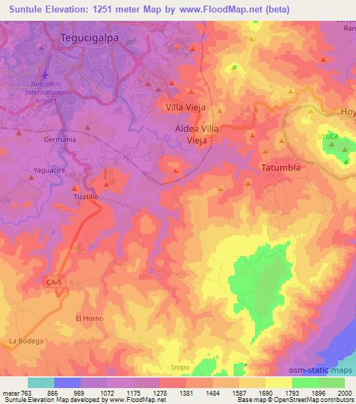 Suntule,Honduras Elevation Map
