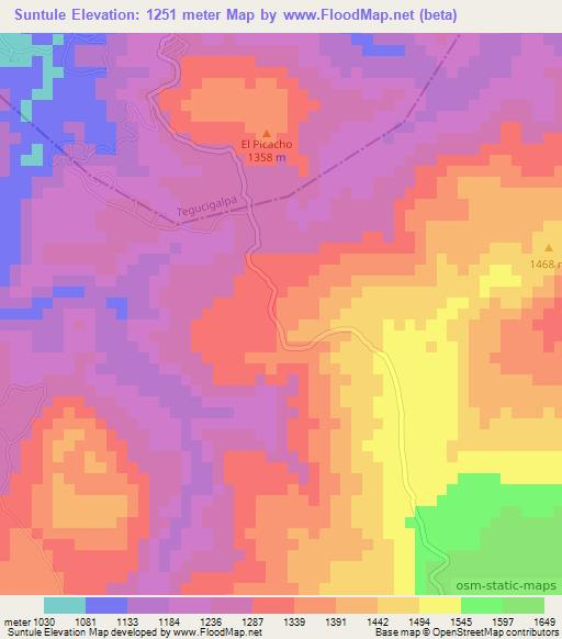Suntule,Honduras Elevation Map