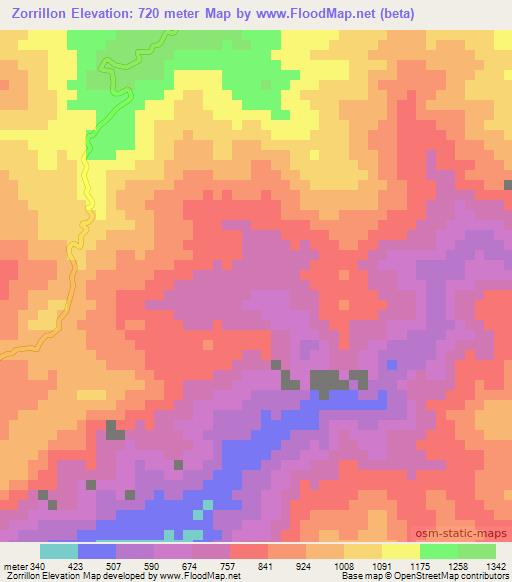 Zorrillon,Honduras Elevation Map