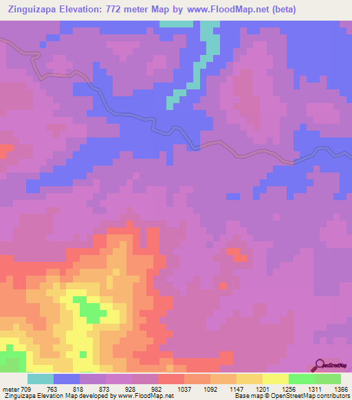 Zinguizapa,Honduras Elevation Map