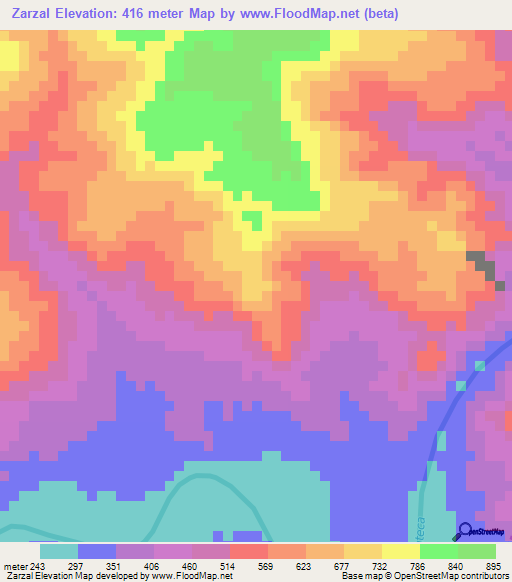 Zarzal,Honduras Elevation Map