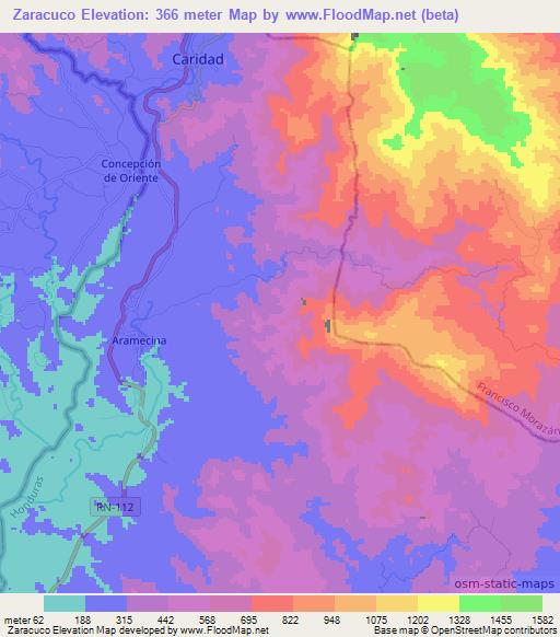 Zaracuco,Honduras Elevation Map