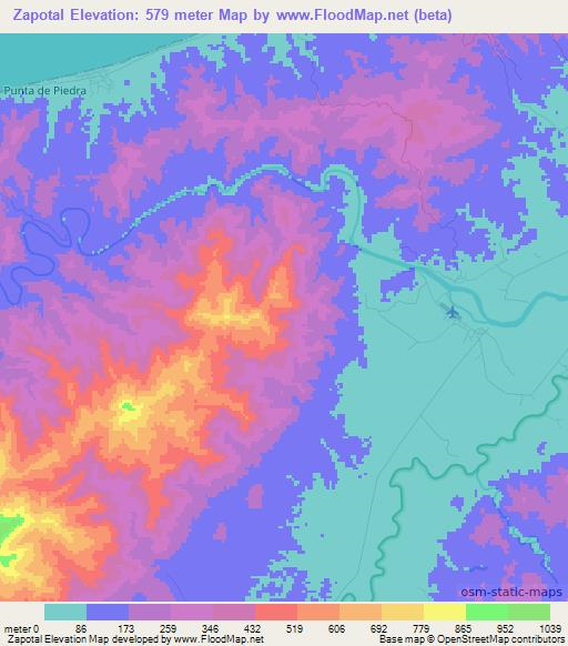 Zapotal,Honduras Elevation Map