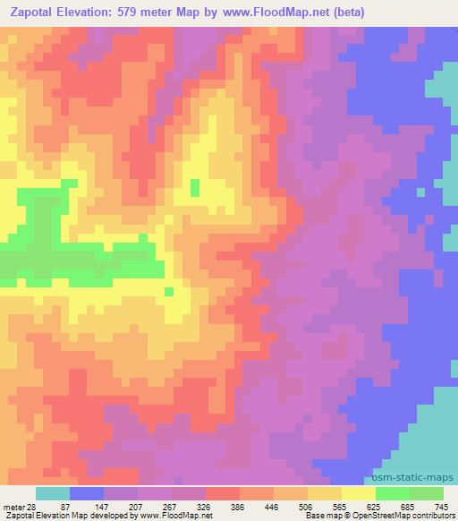 Zapotal,Honduras Elevation Map