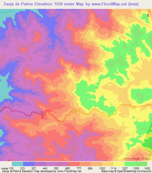 Zanja de Palma,Honduras Elevation Map