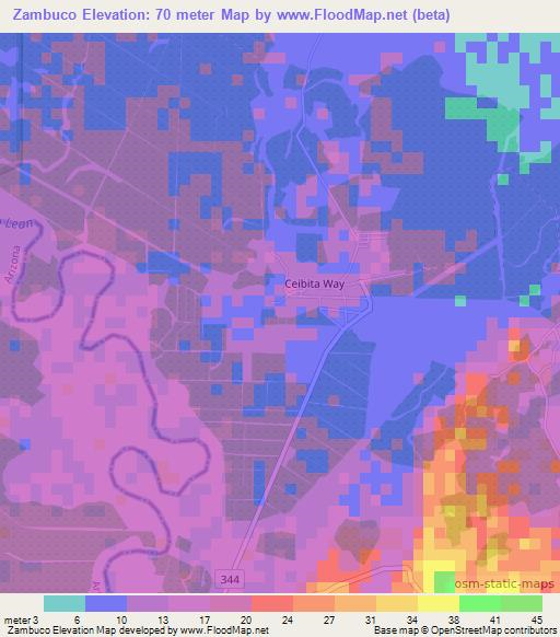 Zambuco,Honduras Elevation Map