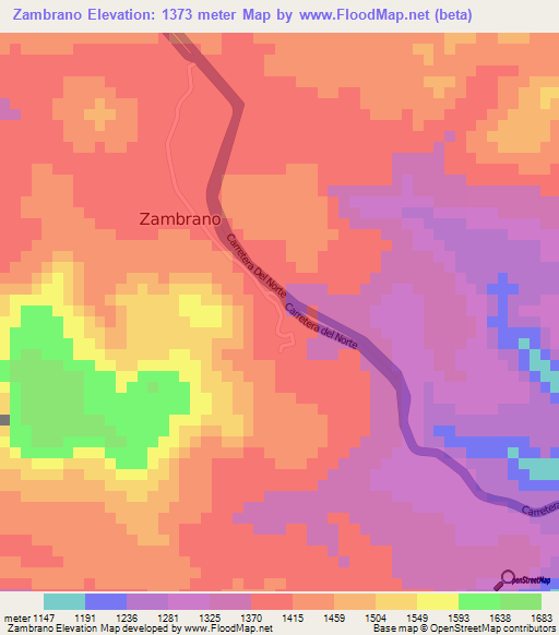 Zambrano,Honduras Elevation Map