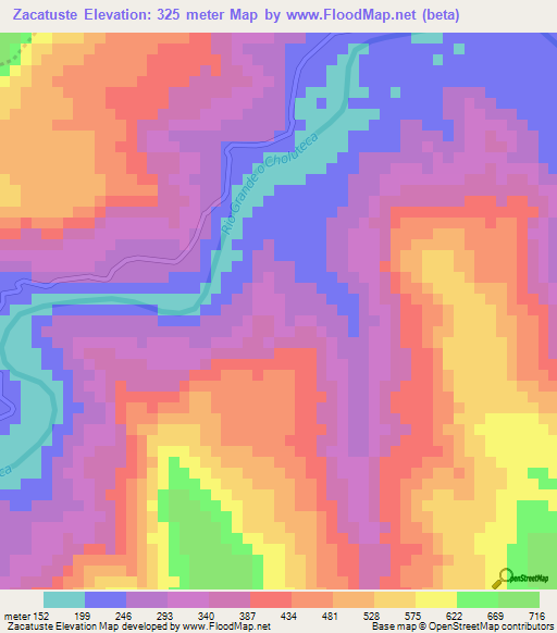 Zacatuste,Honduras Elevation Map