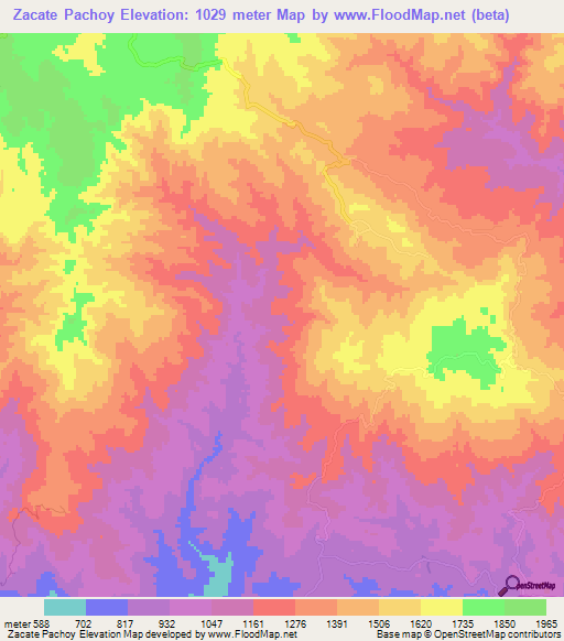 Zacate Pachoy,Honduras Elevation Map