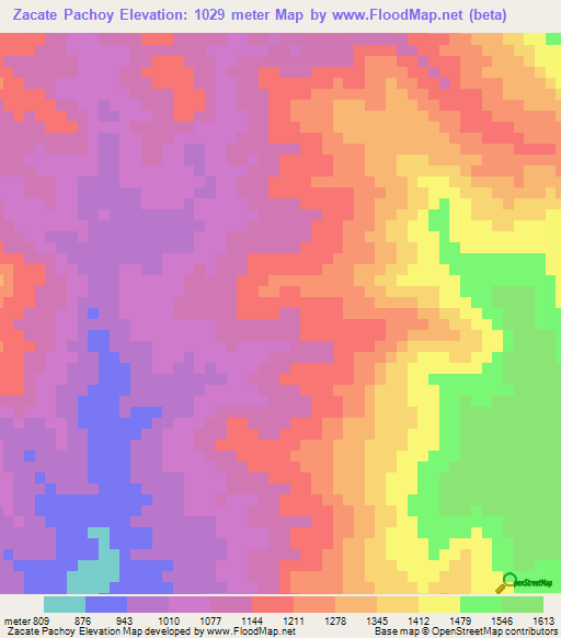 Zacate Pachoy,Honduras Elevation Map