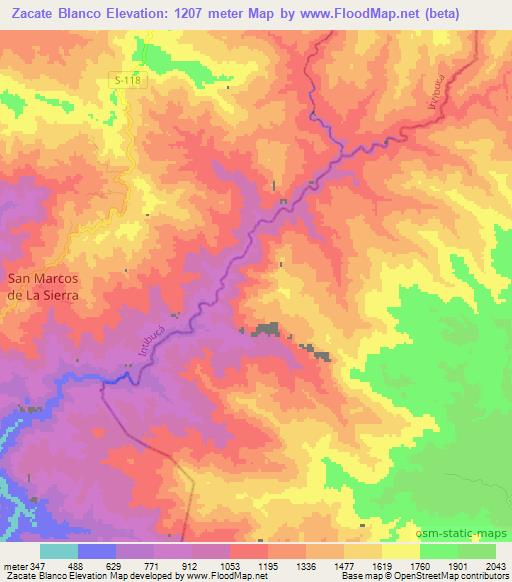 Zacate Blanco,Honduras Elevation Map