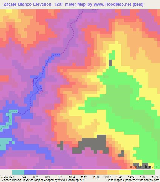 Zacate Blanco,Honduras Elevation Map