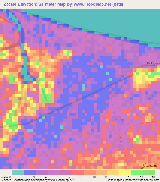 Zacate,Honduras Elevation Map