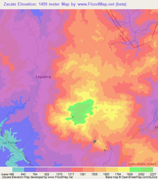 Zacate,Honduras Elevation Map