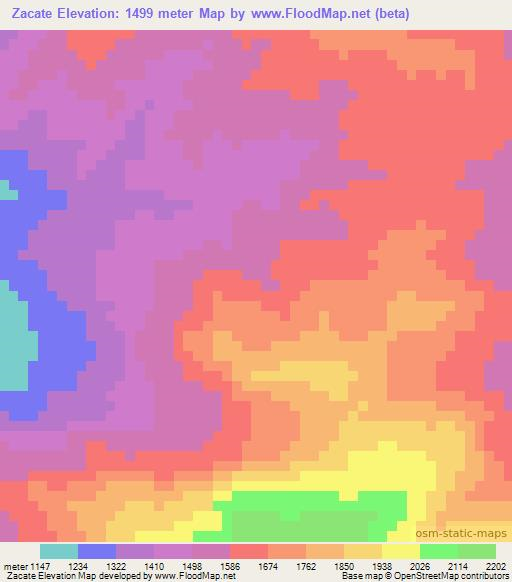 Zacate,Honduras Elevation Map