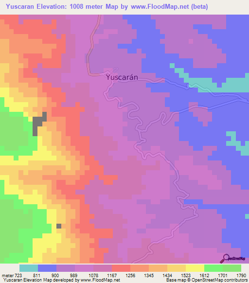 Yuscaran,Honduras Elevation Map