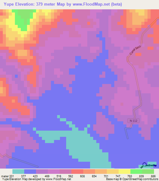 Yupe,Honduras Elevation Map
