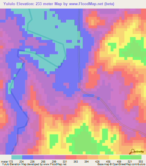 Yululo,Honduras Elevation Map