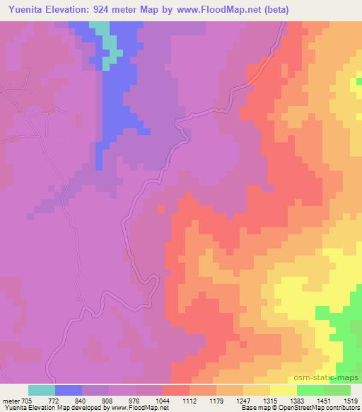 Yuenita,Honduras Elevation Map