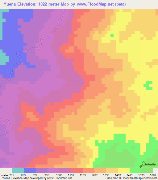Yuena,Honduras Elevation Map