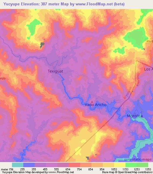 Yucyupe,Honduras Elevation Map