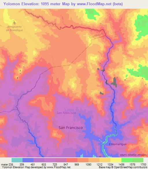 Yolomon,Honduras Elevation Map