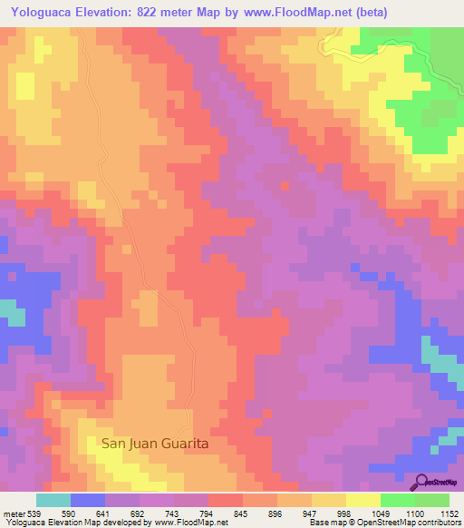 Yologuaca,Honduras Elevation Map