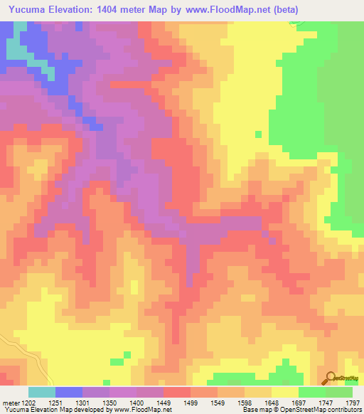 Yucuma,Honduras Elevation Map