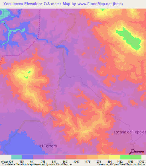 Yoculateca,Honduras Elevation Map