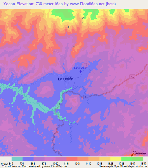 Yocon,Honduras Elevation Map